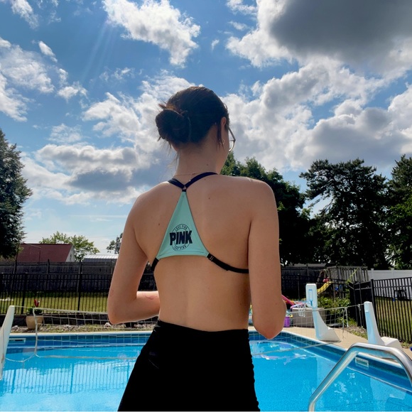 Teal blue Victoria Secret PINK bathing suite bikini top - Picture 2 of 5